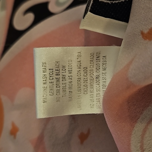 VTG KATHY CHE Pink Floral Mod Chiffon Button Down Assymetric Collared Shirt - Picture 9 of 9